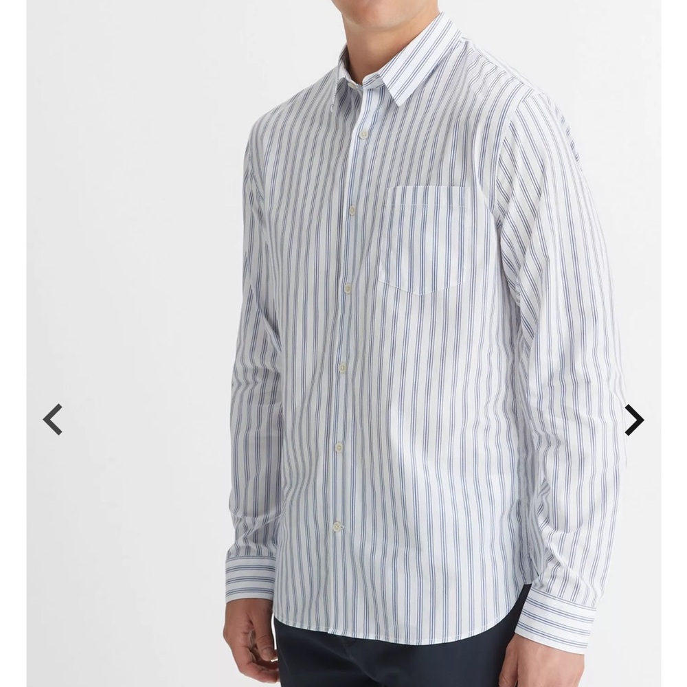 Vince Stripped Linen Blend men’s button down long sleeve casual shirt XL
